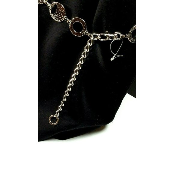 Silver Tone Hammered Metal Circle Chain 19bb4-53 - Picture 3 of 8